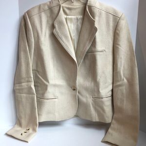 Vintage Cream color button front cropped wool blazer size medium
